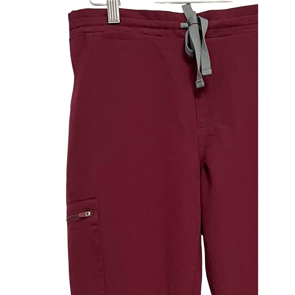 FIGS Technical Scrub Pants Womens Small Maroon Cargo Pockets Straight Leg - Picture 4 of 7